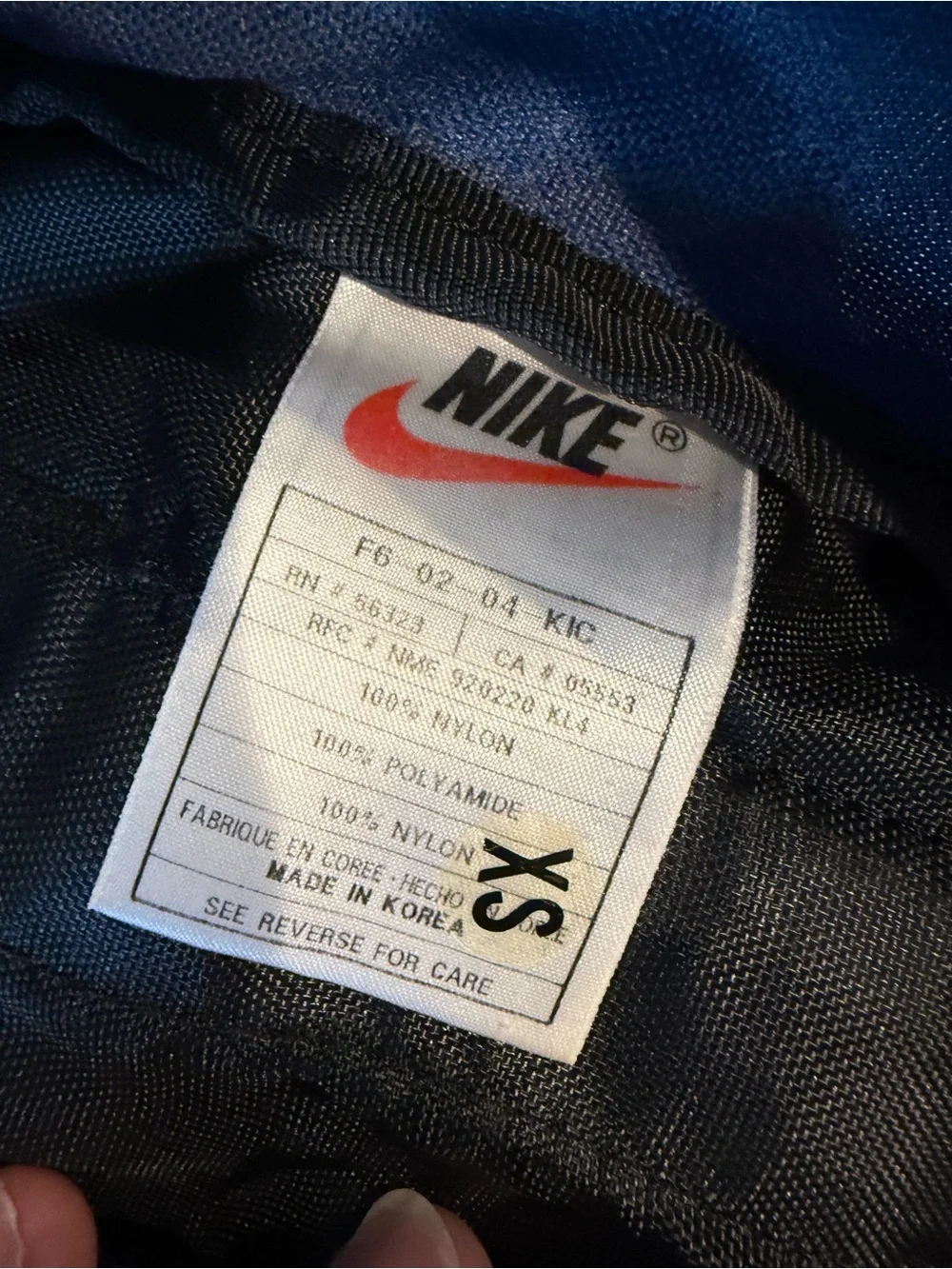 Vintage 90s Nike Backpack Navy Blue Brown Suede Bottom Made in Korea Y2K
